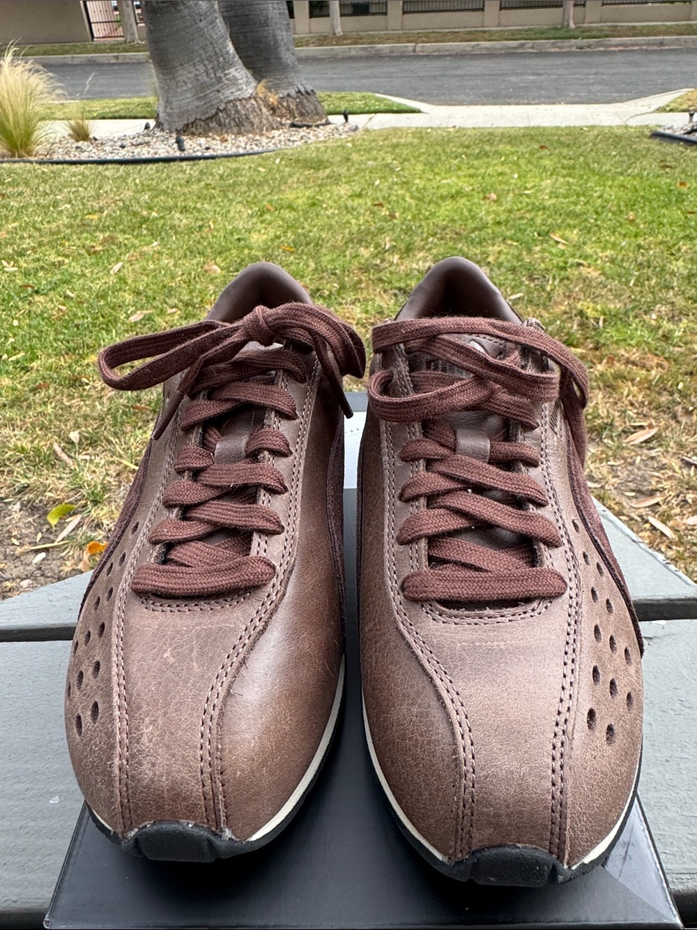 Puma Unisex Sprint Premium Espresso Brown Leather/Suede Low-Top Sneakers - Picture 6 of 7